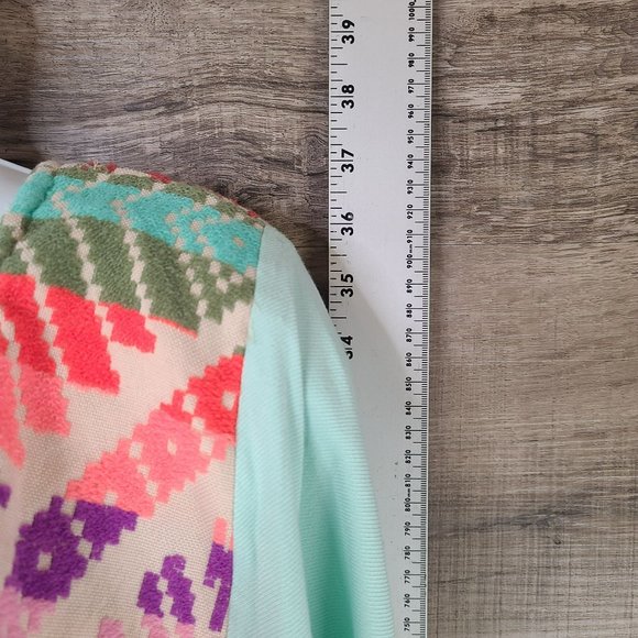 Judith March Wmns LG Kimono Topper Coverup Aztec Print Pastel Embroidered Tassel - Picture 5 of 9